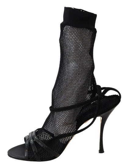 Dolce & Gabbana Schwarz Wildleder Kurzstiefel Sandalen Schuhe