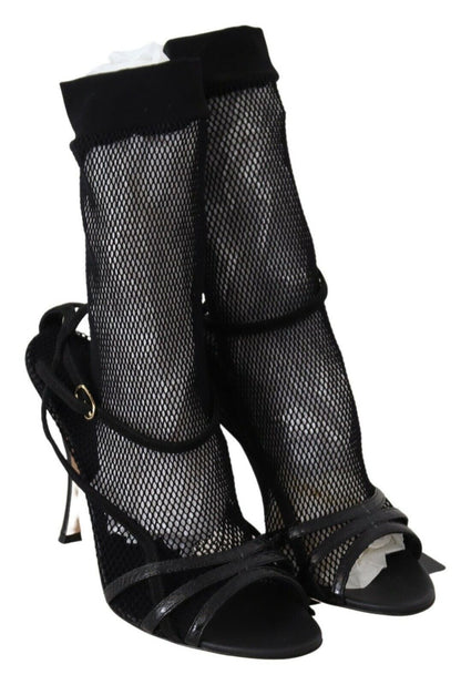 Dolce & Gabbana Schwarz Wildleder Kurzstiefel Sandalen Schuhe