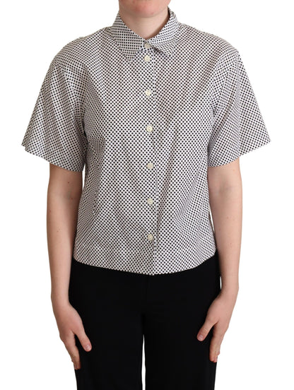 Dolce & Gabbana Schwarzes Polka Dot Hemd mit Kragen Weiß