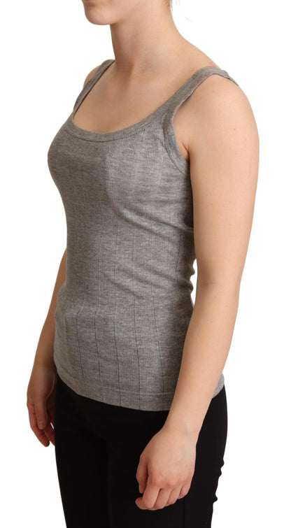 Dolce & Gabbana Graues Baumwolle Modal Canotta Tank Top T-Shirt