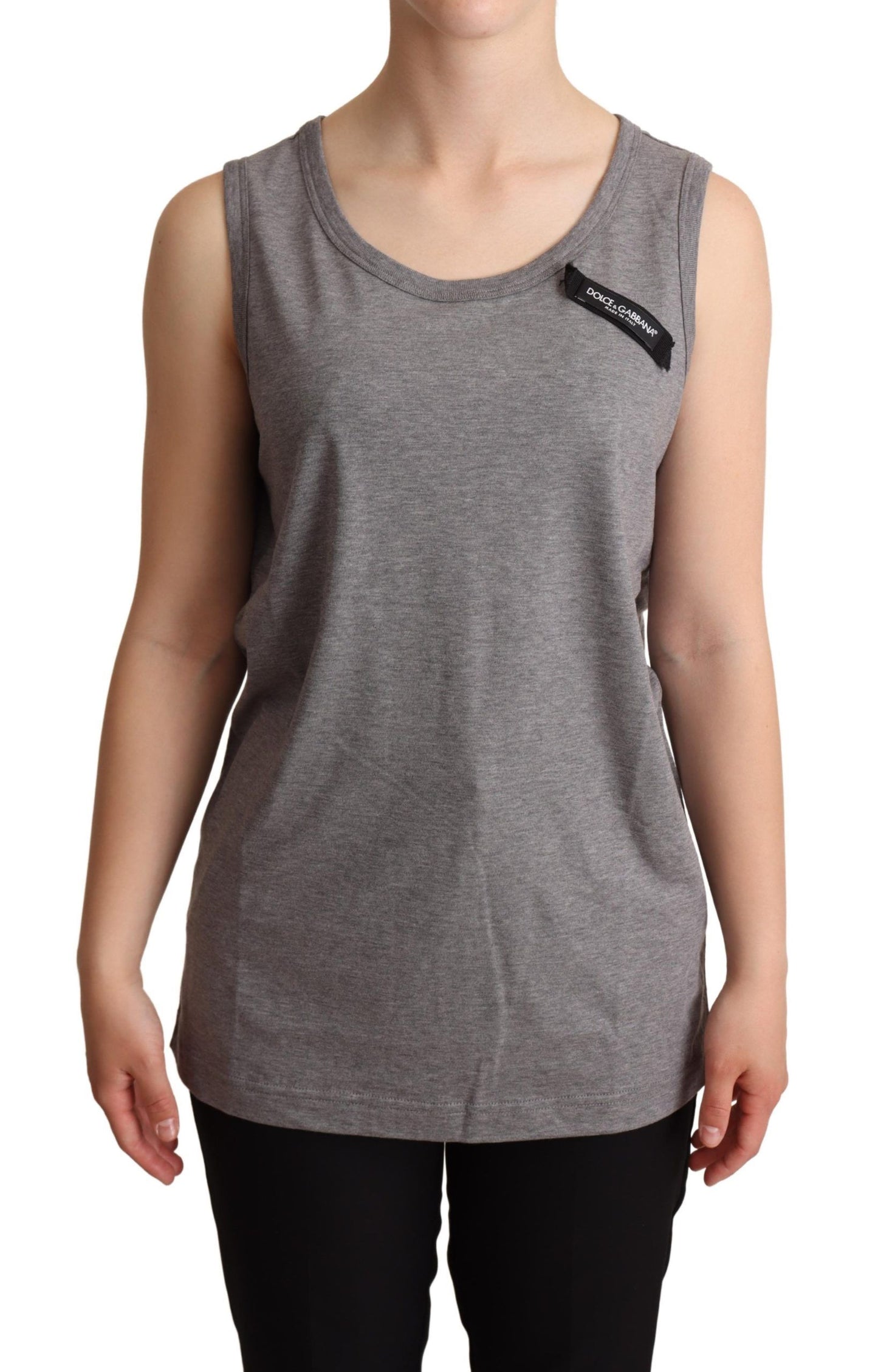 Dolce & Gabbana Graues ärmelloses Rundhals-Tank-T-Shirt