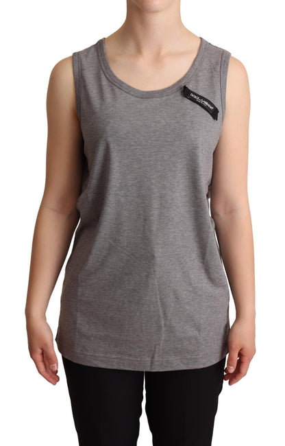 Dolce & Gabbana Graues ärmelloses Rundhals-Tank-T-Shirt
