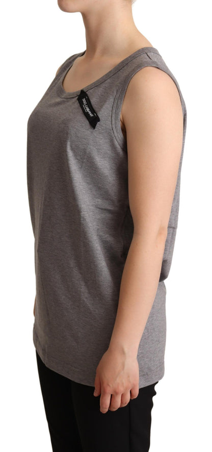 Dolce & Gabbana Graues ärmelloses Rundhals-Tank-T-Shirt