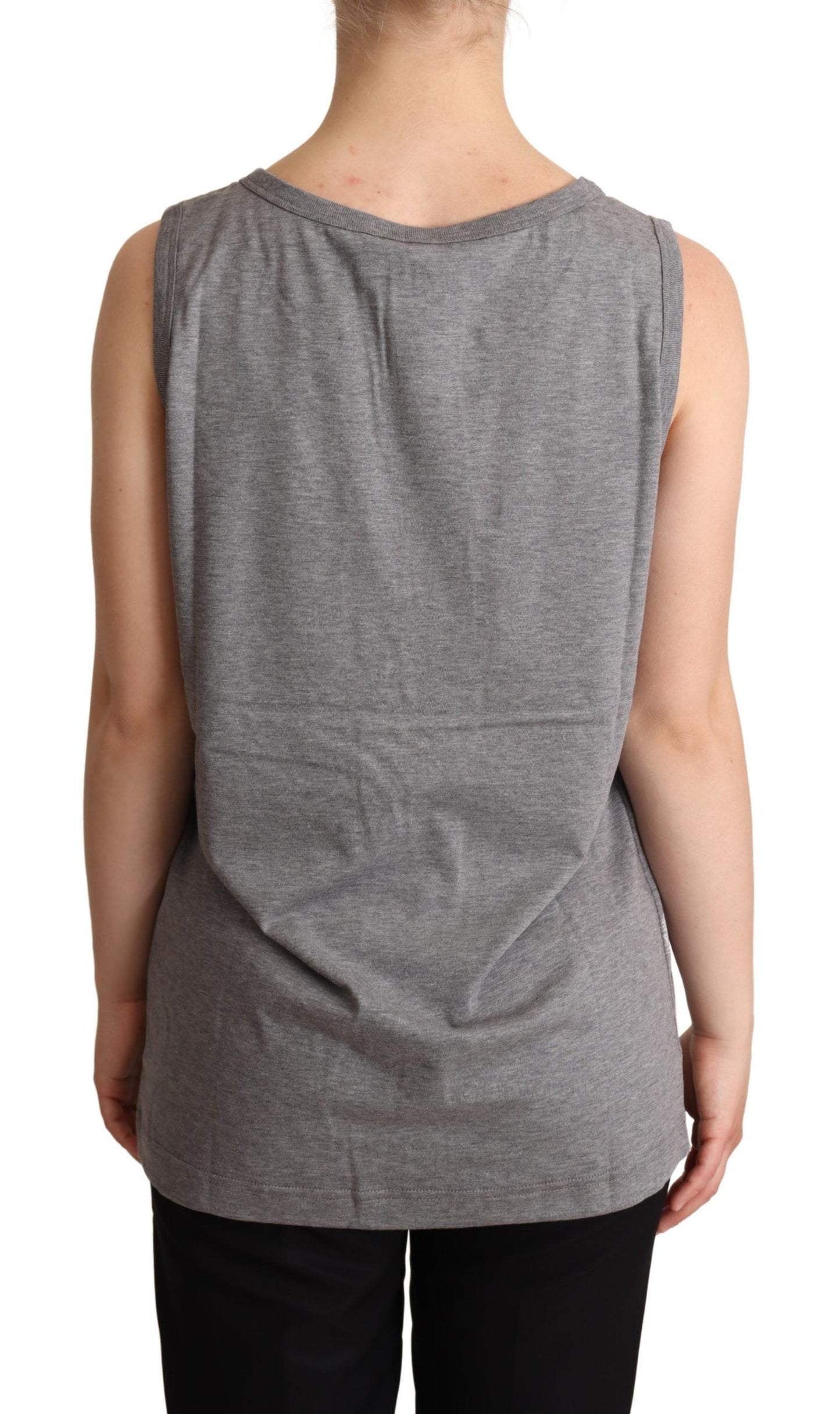 Dolce & Gabbana Graues ärmelloses Rundhals-Tank-T-Shirt