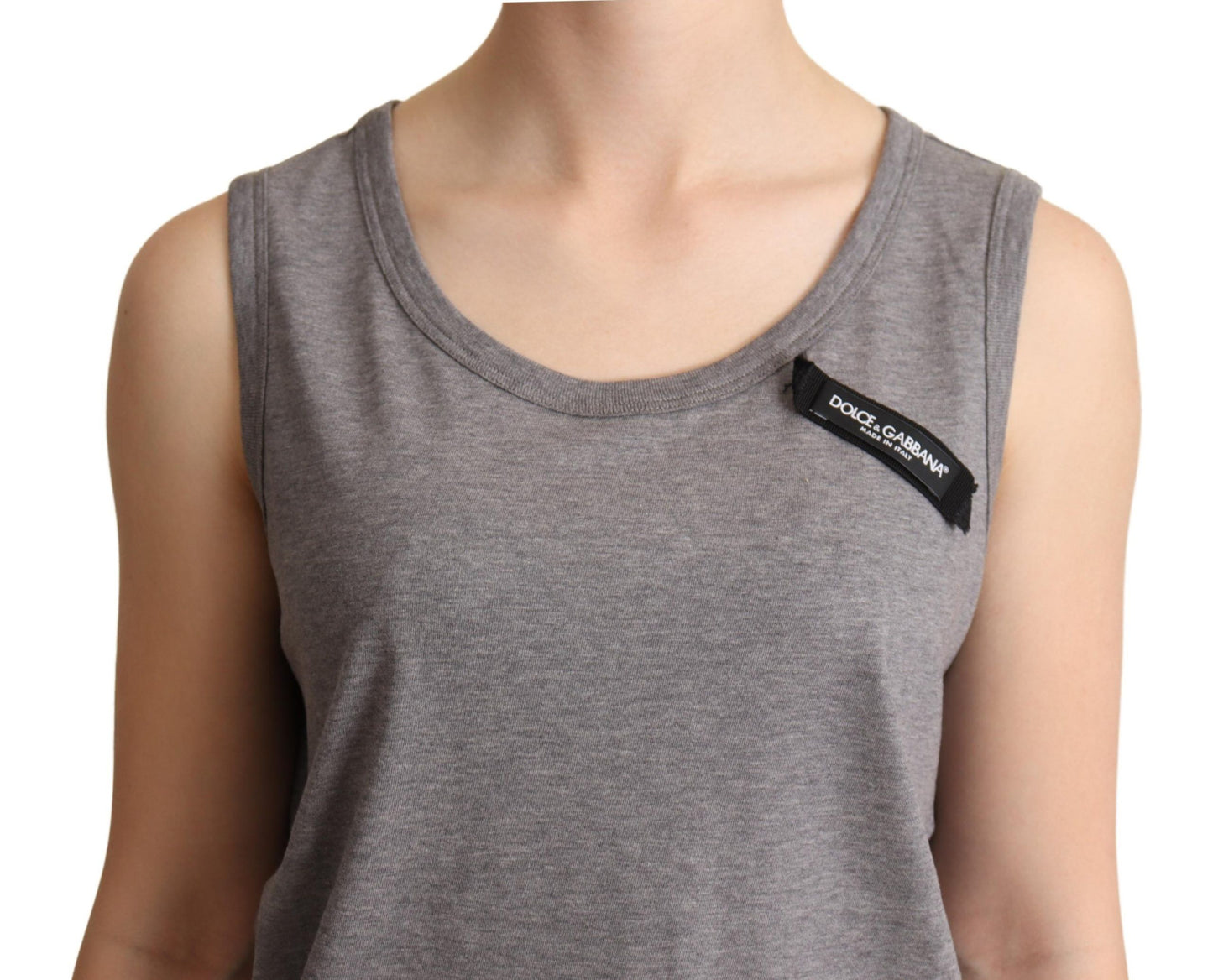 Dolce & Gabbana Graues ärmelloses Rundhals-Tank-T-Shirt