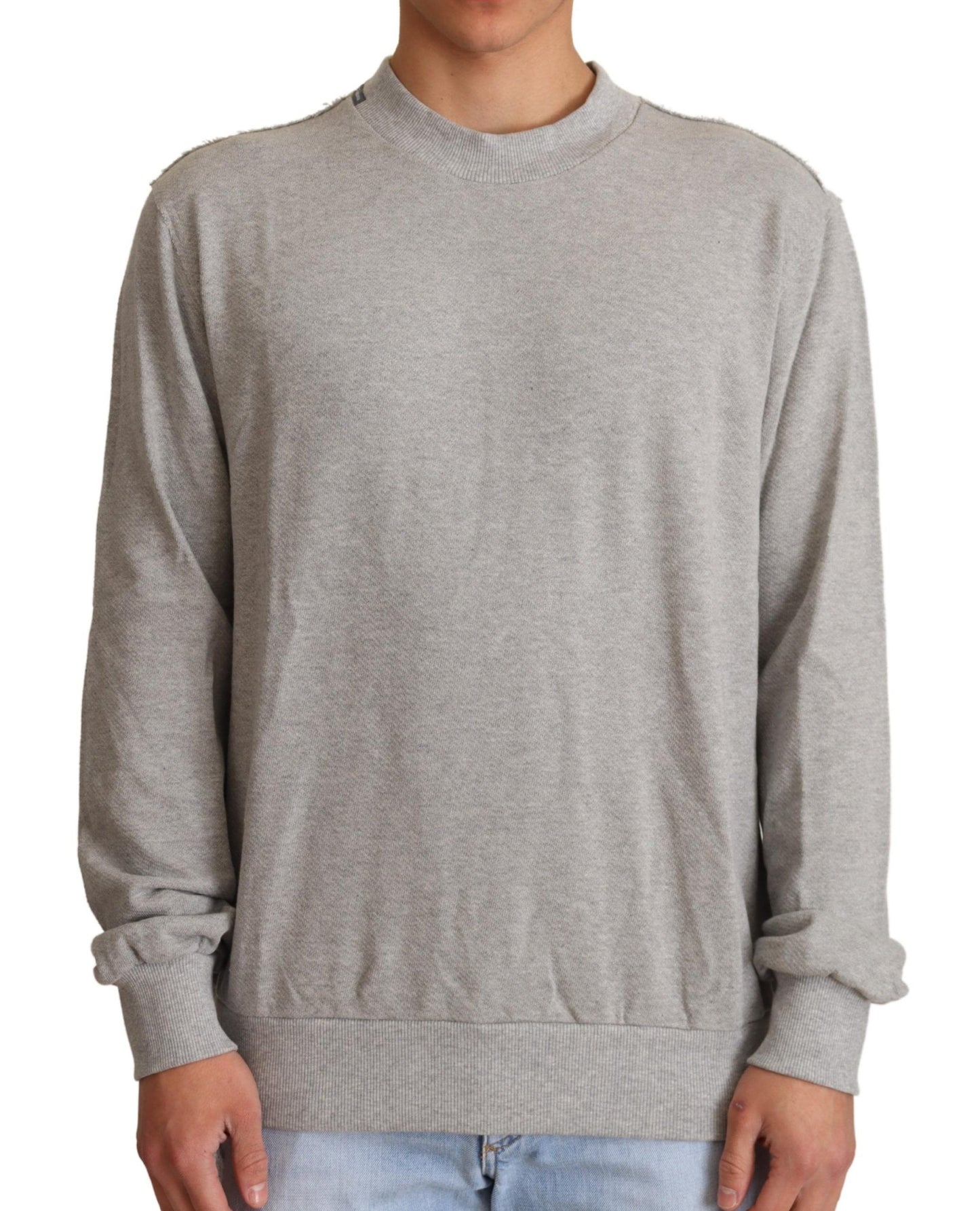 Dolce & Gabbana Grauer Pullover aus Baumwolle mit Rundhalsausschnitt