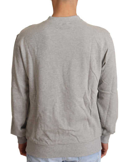 Dolce & Gabbana Grauer Pullover aus Baumwolle mit Rundhalsausschnitt