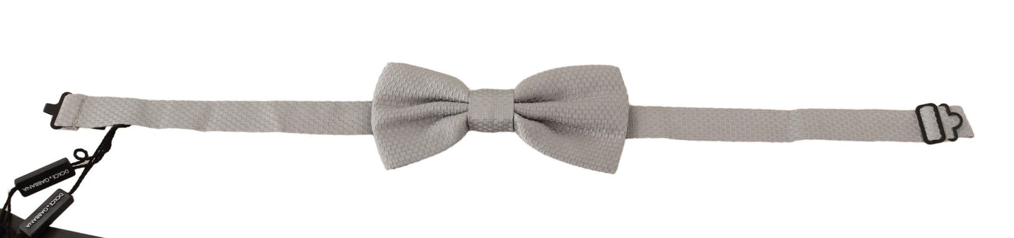 Dolce & Gabbana Silbergrau 100% Seide Verstellbare Hals Papillon Fliege