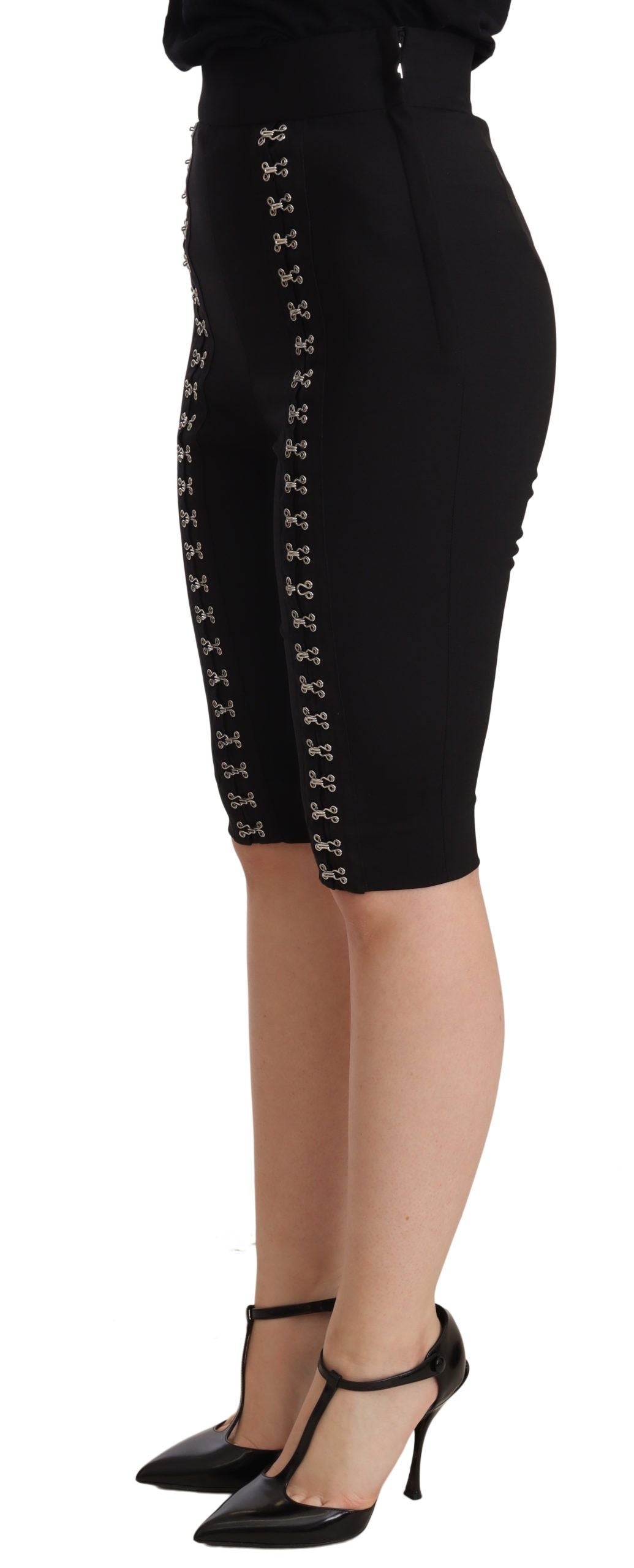 Dolce &amp; Gabbana Elegant black wool high-waisted shorts