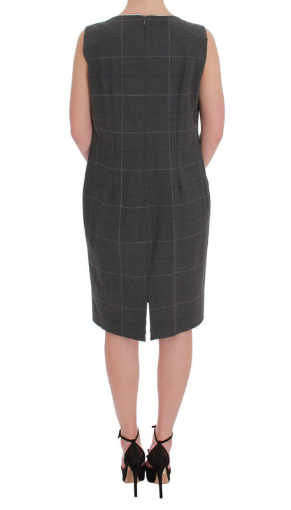 BENCIVENGA Graues kariertes Baumwollblazer-Kleid-Set Anzug