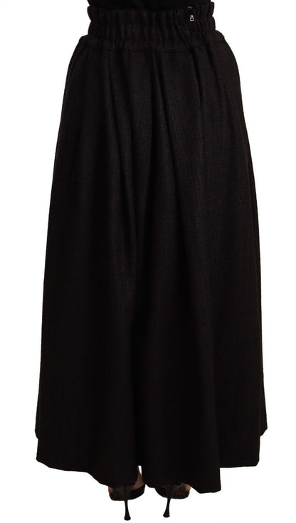 Dolce & Gabbana Schwarzer Maxirock aus Wolle mit hoher Taille PIECE