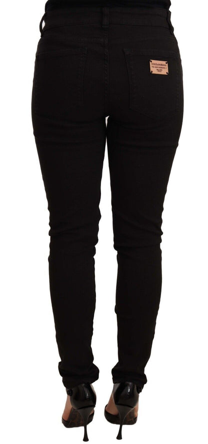 Dolce &amp; Gabbana Chic black skinny denim jeans with mid waist