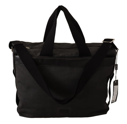 Dolce & Gabbana Schwarze Denim-Leder-Schulterriemen-Messengertasche