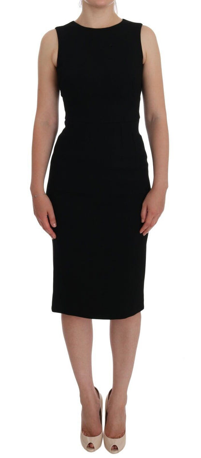 Dolce & Gabbana Schwarzes Stretch-Kristall-Etuikleid