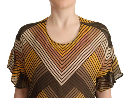 Twinset Multicolor Streifen Kurzarm Rundhalsausschnitt Top Bluse