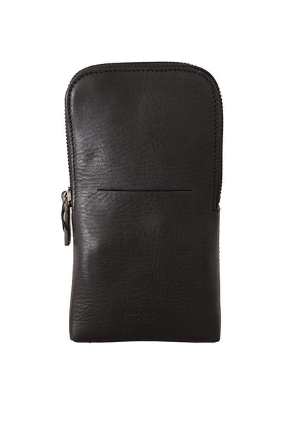 Dolce & Gabbana Schwarzes Leder Portemonnaie Double Belt Strap Multi Kit Wallet
