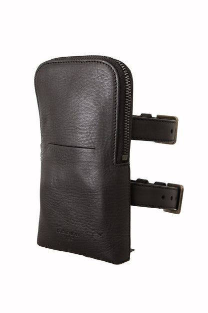 Dolce & Gabbana Schwarzes Leder Portemonnaie Double Belt Strap Multi Kit Wallet