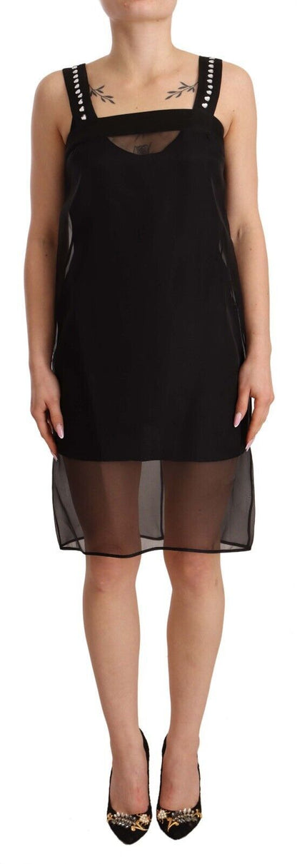 Dolce & Gabbana Schwarzes Seiden-Stretch-Kristall-Minikleid