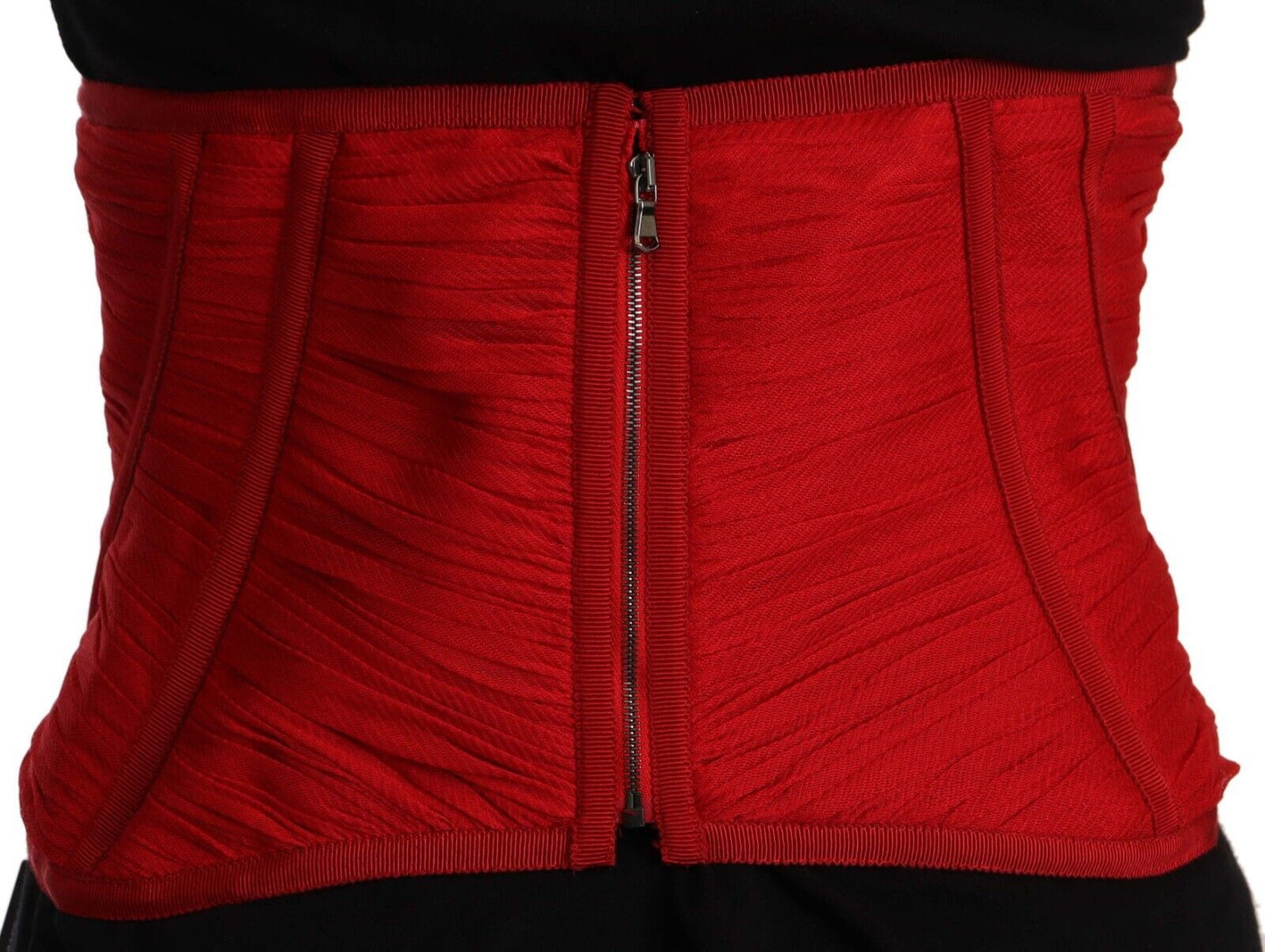Dolce & Gabbana Rotes Korsett Gürtel Stretch Taille Riemen Seide Top