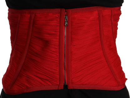 Dolce & Gabbana Rotes Korsett Gürtel Stretch Taille Riemen Seide Top