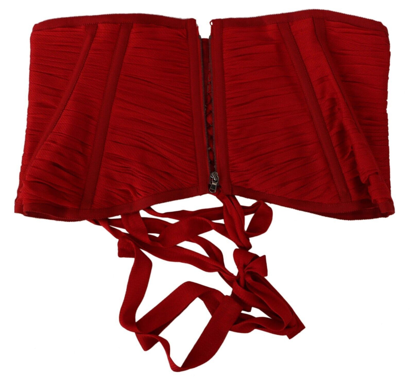 Dolce & Gabbana Rotes Korsett Gürtel Stretch Taille Riemen Seide Top