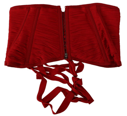 Dolce & Gabbana Rotes Korsett Gürtel Stretch Taille Riemen Seide Top