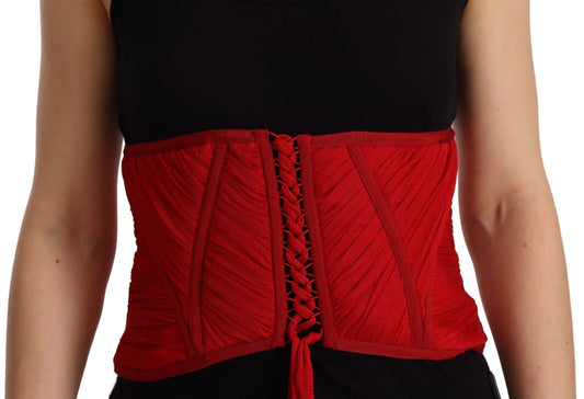 Dolce & Gabbana Rotes Korsett Gürtel Stretch Taille Riemen Seide Top