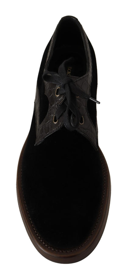 Dolce & Gabbana Exotische Lederschuhe aus schwarzem Samt