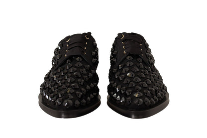 Dolce & Gabbana Schwarze Schnürschuhe mit Nieten Formal Flats Schuhe