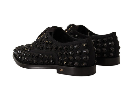 Dolce & Gabbana Schwarze Schnürschuhe mit Nieten Formal Flats Schuhe