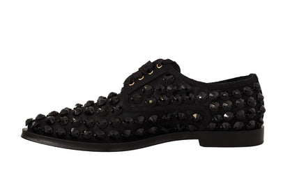 Dolce & Gabbana Schwarze Schnürschuhe mit Nieten Formal Flats Schuhe