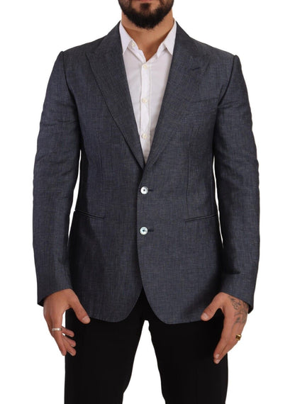 Dolce & Gabbana Blaue Leinen-Baumwoll-Jacke TAORMINA Blazer