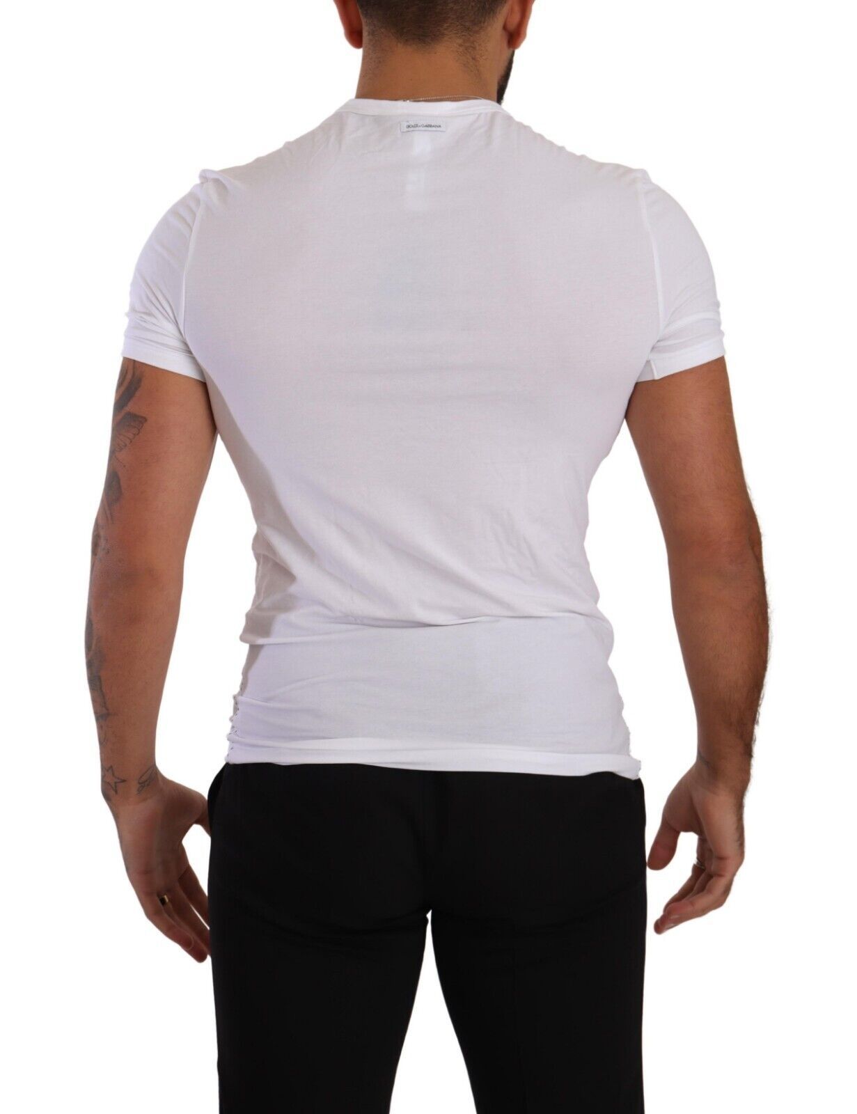 Dolce & Gabbana Weißes Baumwoll-Stretch-T-Shirt mit Rundhalsausschnitt Unterwäsche