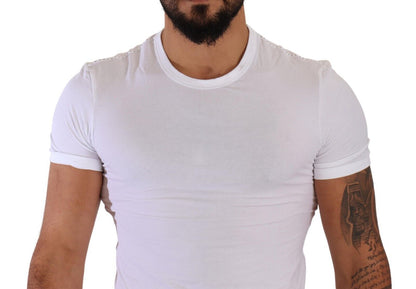 Dolce & Gabbana Weißes Baumwoll-Stretch-T-Shirt mit Rundhalsausschnitt Unterwäsche