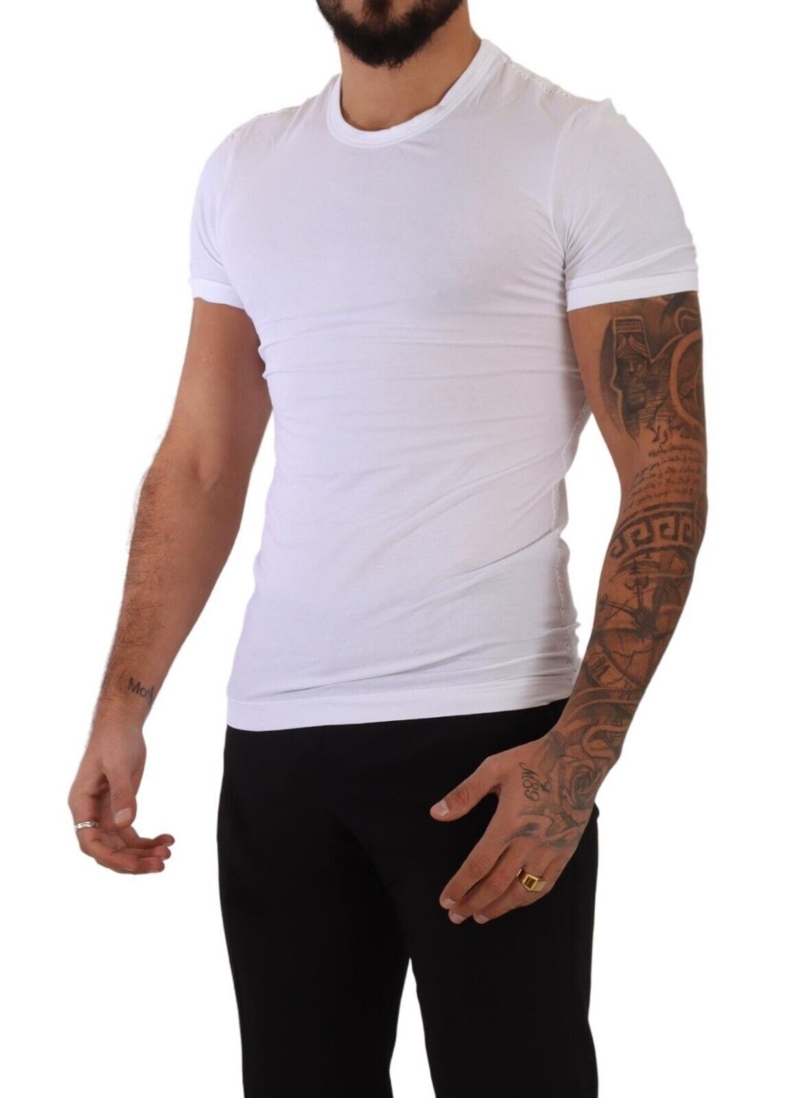 Dolce & Gabbana Weißes Baumwoll-Stretch-T-Shirt mit Rundhalsausschnitt Unterwäsche