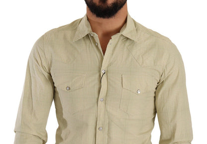 Dolce & Gabbana Gelbes SICILIA Hemd aus Baumwolle Casual Slim Fit