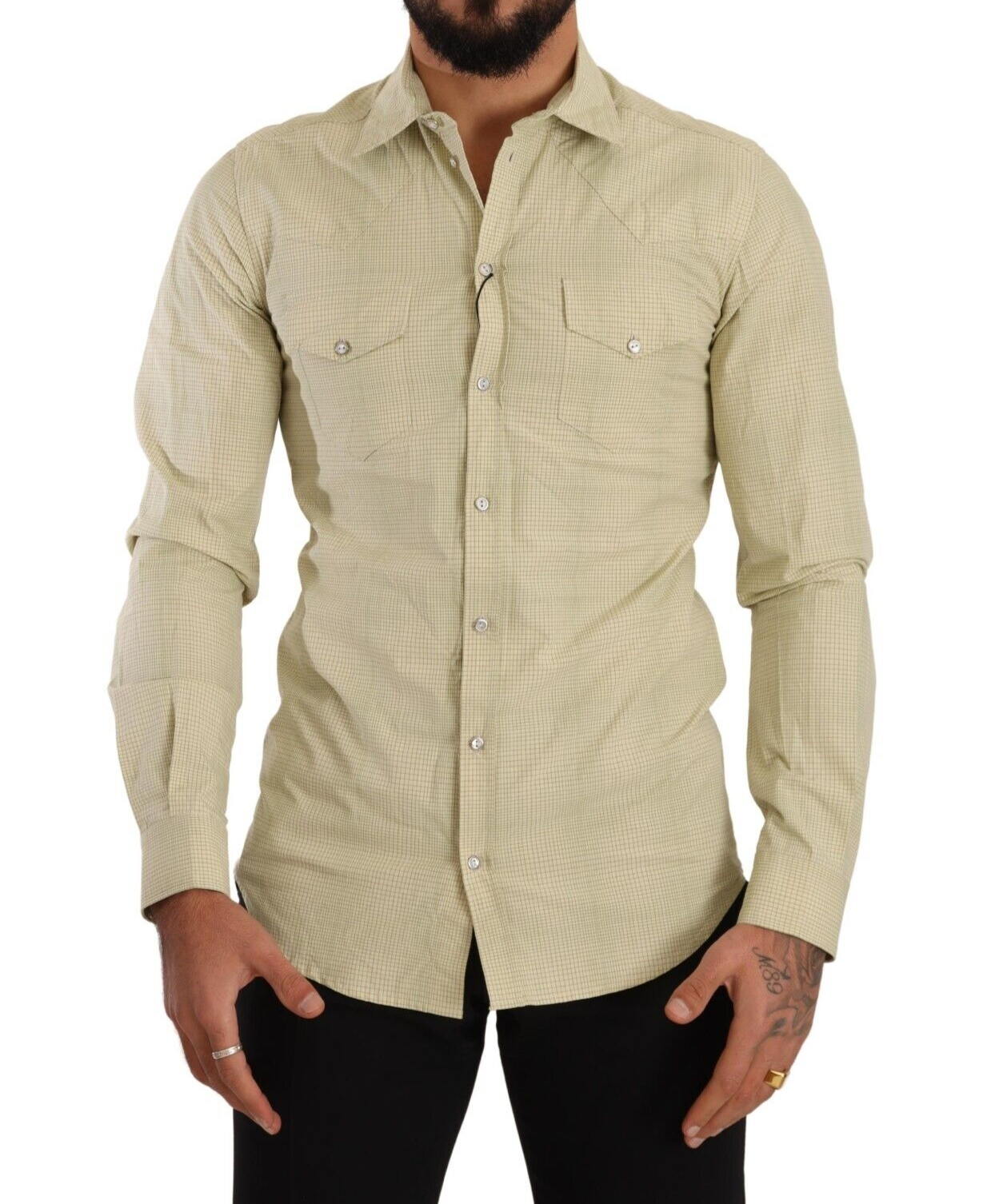 Dolce & Gabbana Gelbes SICILIA Hemd aus Baumwolle Casual Slim Fit