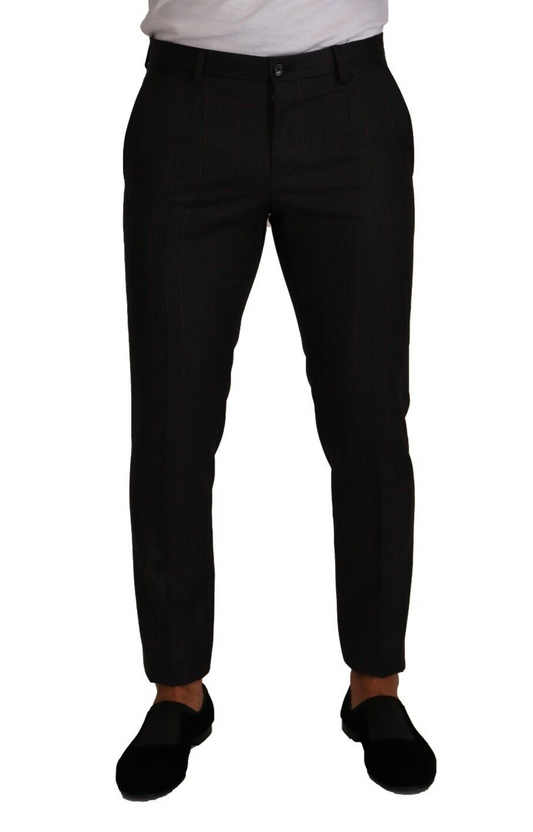 Dolce & Gabbana Graue Karo-Wollhose Formelle Hose Kleid Hose