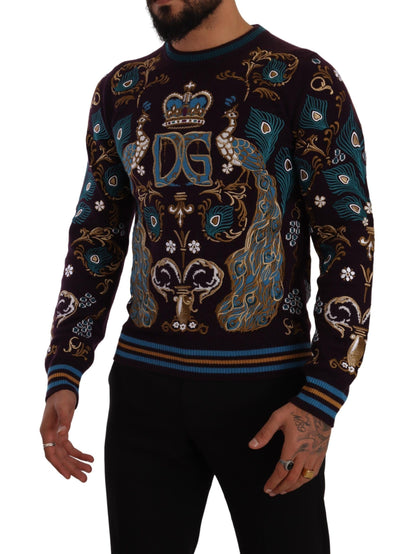 Dolce &amp; Gabbana Elegant burgundy cashmere round neck sweater