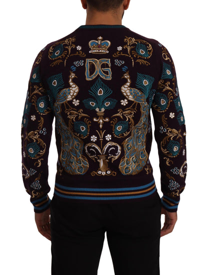 Dolce &amp; Gabbana Elegant burgundy cashmere round neck sweater