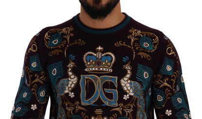 Dolce &amp; Gabbana Elegant burgundy cashmere round neck sweater