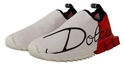 Dolce & Gabbana Weiß Rot Sorrento Sandalen Turnschuhe