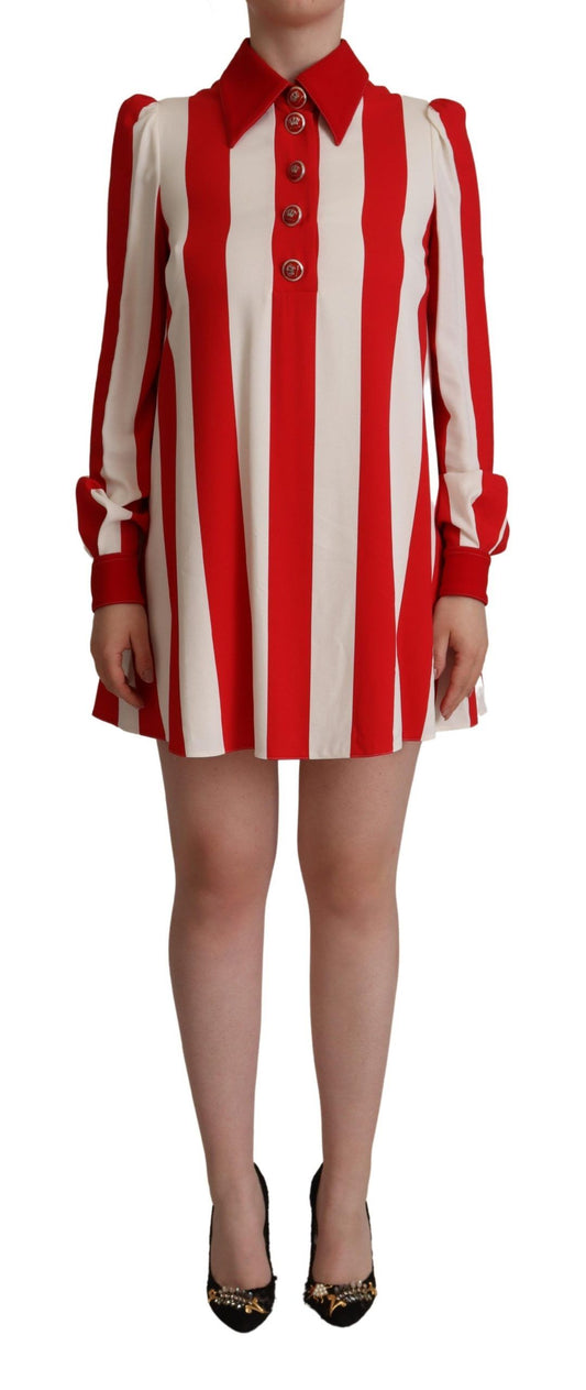 Dolce & Gabbana Weißes Rotes Stretch-Mini-Hemdchen-Kleid