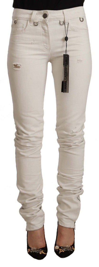 Karl Lagerfeld Chic white slim fit jeans with mid waist