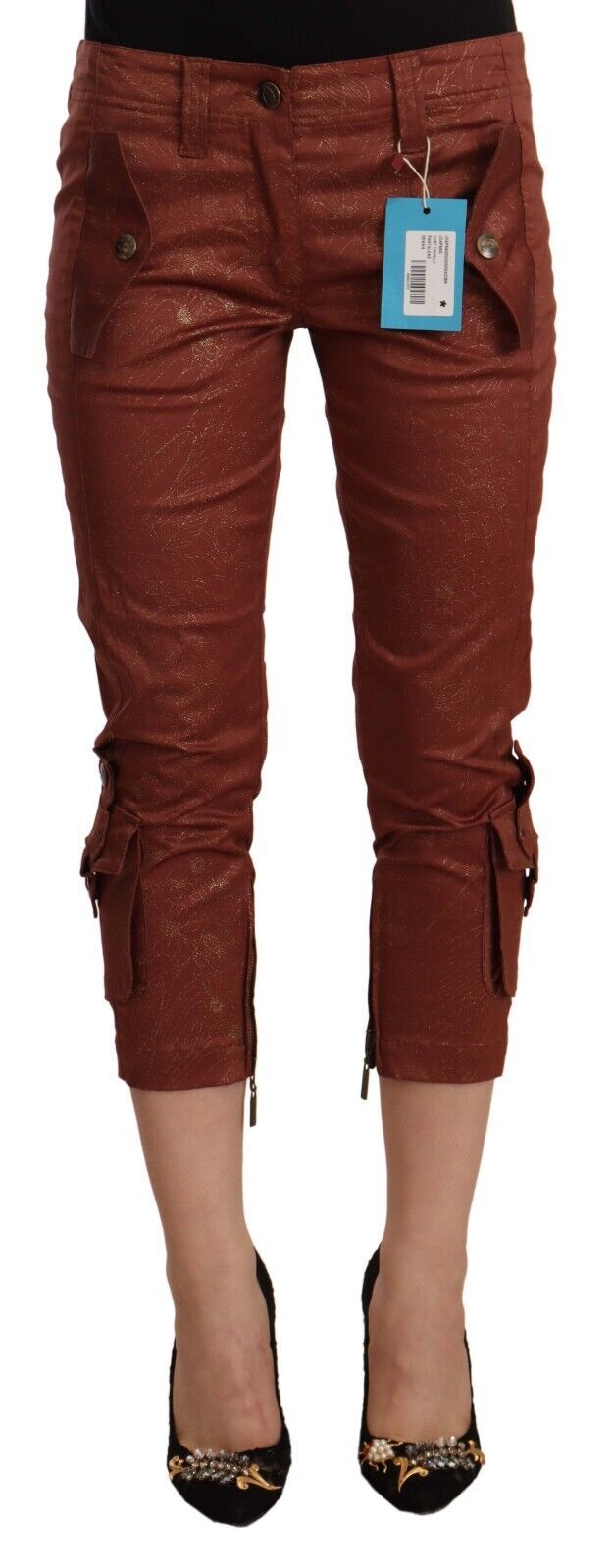 Just Cavalli Elegant cropped mid waist cotton trousers