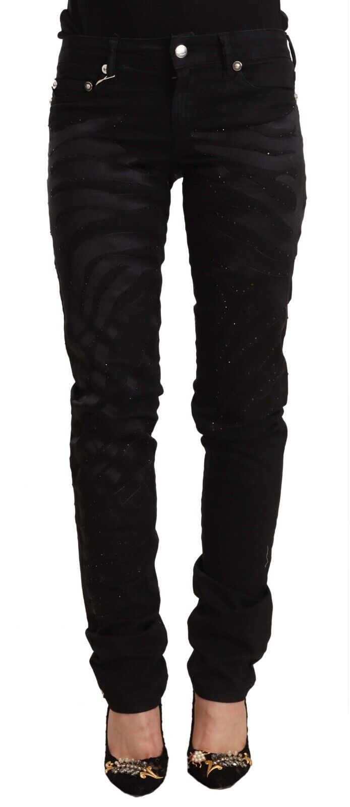 Just Cavalli Elegant black slim fit jeans with embellishments