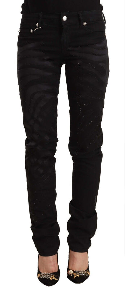Just Cavalli Elegant black slim fit jeans with embellishments