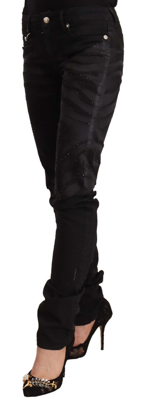 Just Cavalli Elegant black slim fit jeans with embellishments
