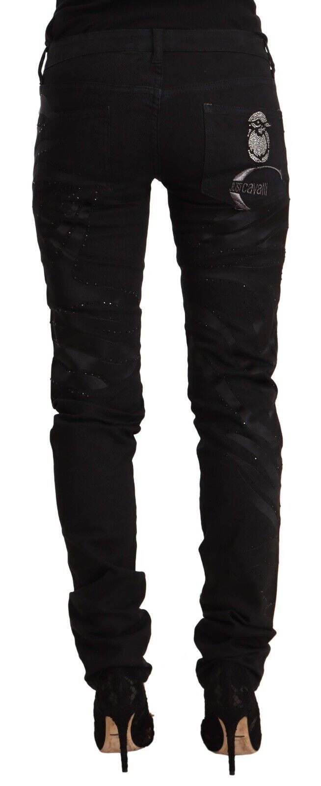 Just Cavalli Elegant black slim fit jeans with embellishments