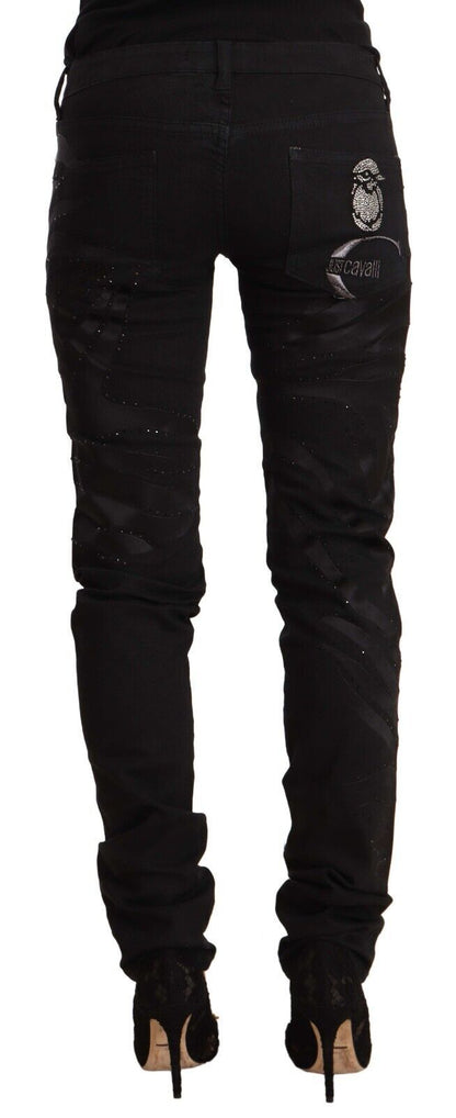 Just Cavalli Elegant black slim fit jeans with embellishments